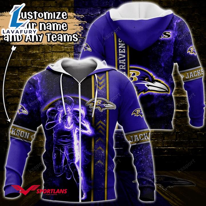 Baltimore Ravens NFL Custom Name 3D Hoodie Teams Shirt For Fans Gift Sport