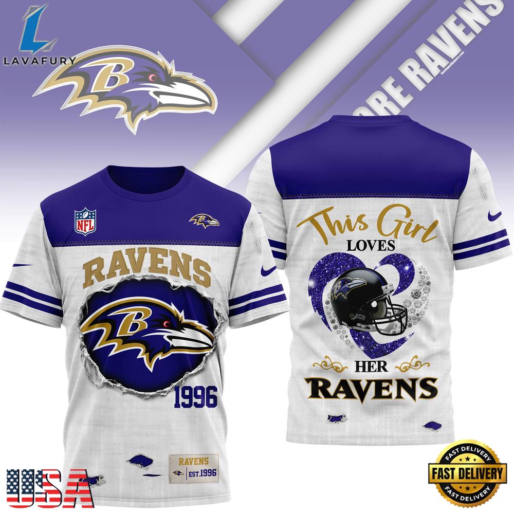 Baltimore Ravens NHL This Girl Love All Over Print T Shirt
