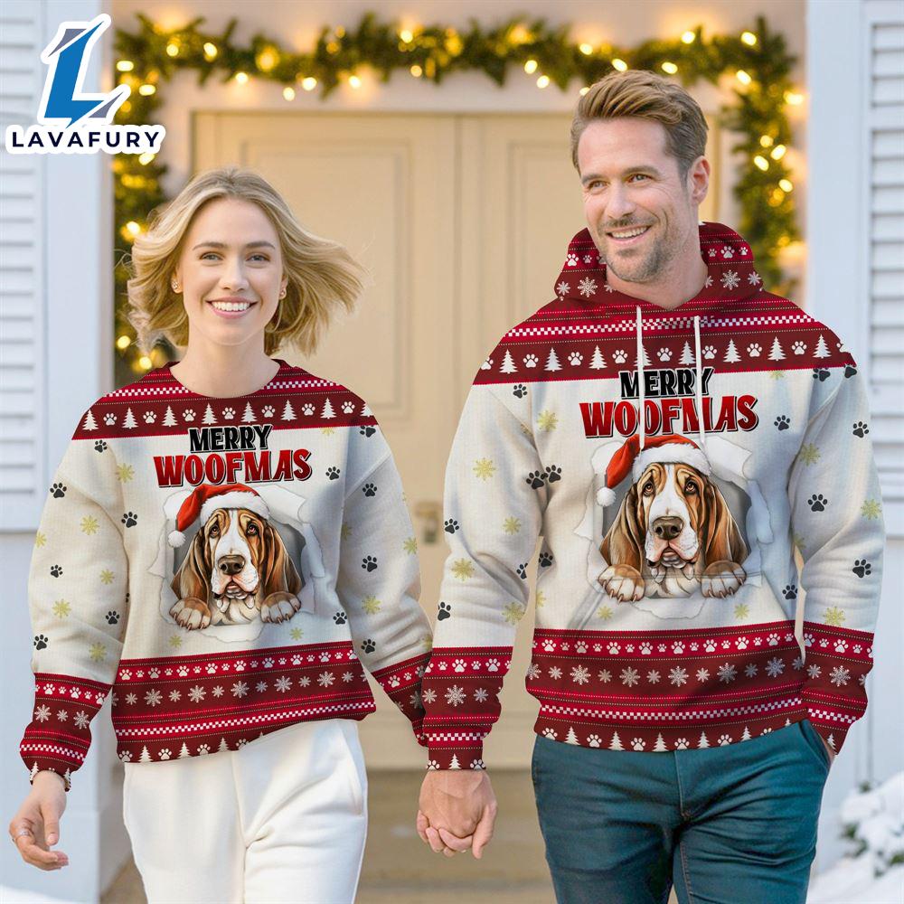 Basset Hound Dog Merry Woofmas Christmas Sweatshirt & Hoodie Gift Christmas