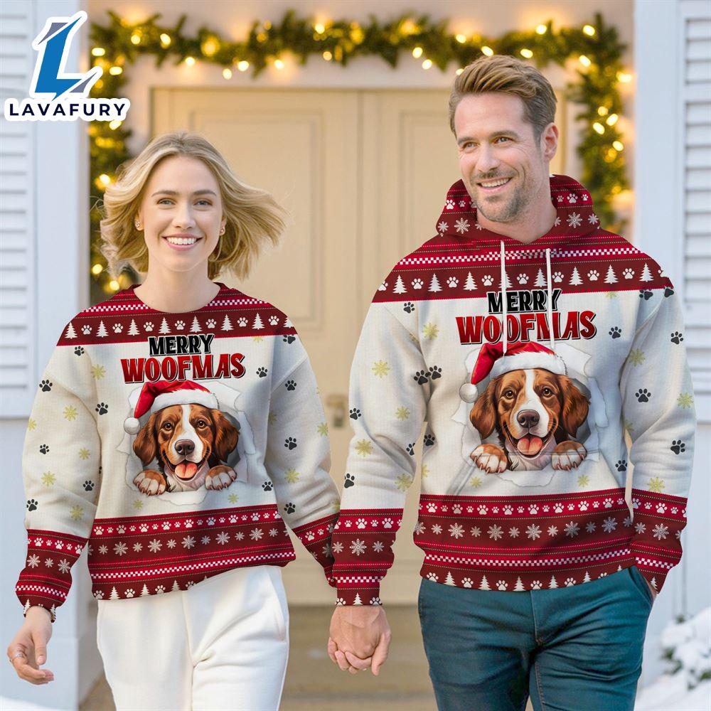 Brittany Dog Merry Woofmas Christmas Sweatshirt & Hoodie Gift Christmas