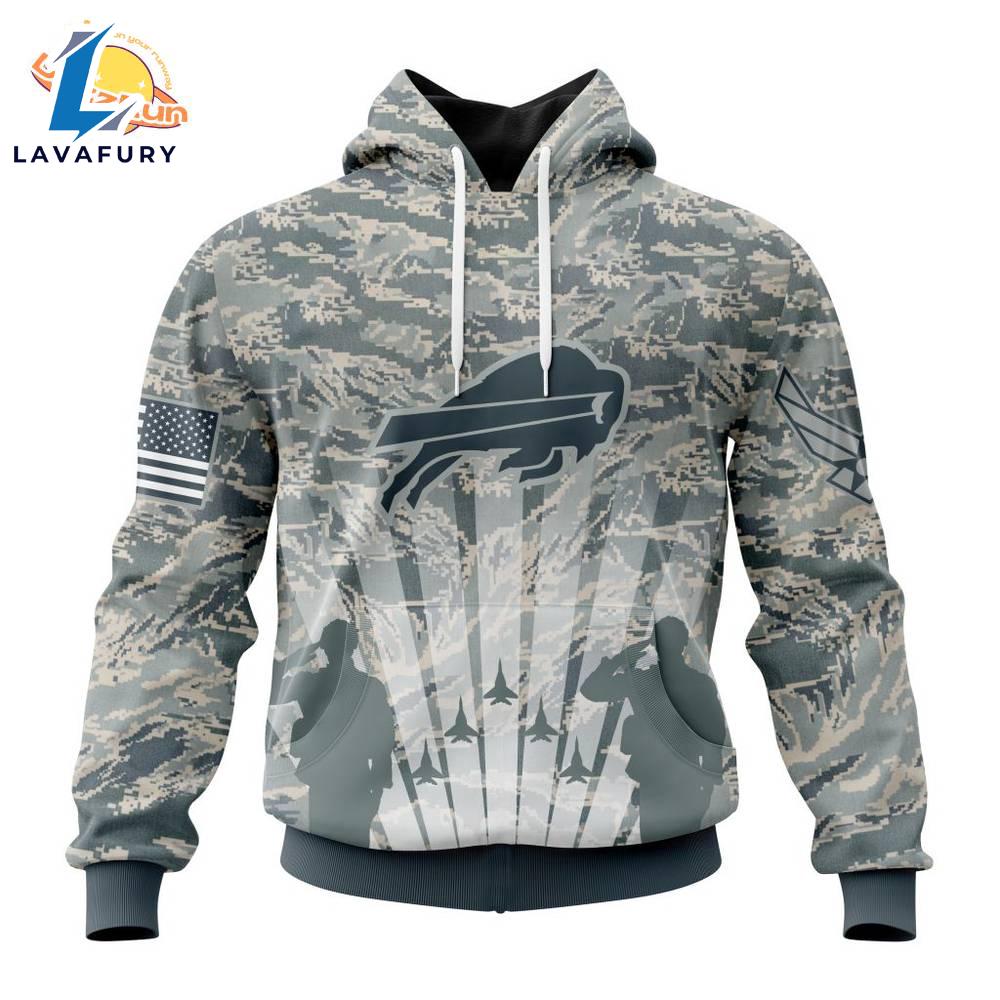 Buffalo Bills Air Force Camo Hoodie – Military Tribute Pullover for NFL Fans Veteran Day