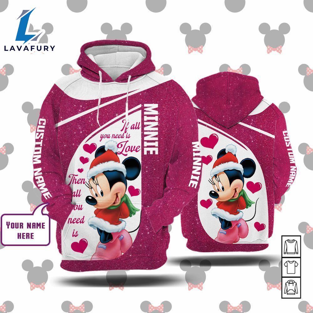 Cartoon Character Allneedis Minnie Form Hoodie All Over Printed 3D Personalized Custom Name Unisex Men