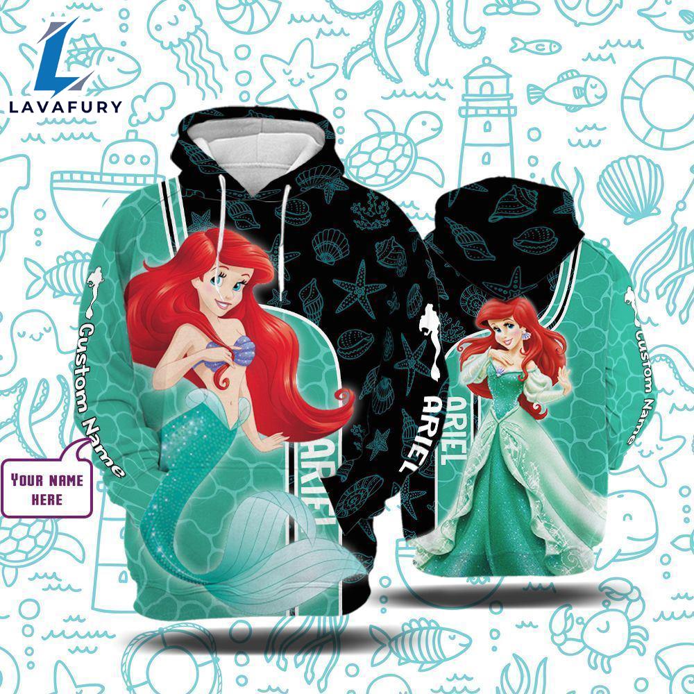 Cartoon Character Ariel Form Hoodie All Over Printed 3D Personalized Custom Name Unisex Men