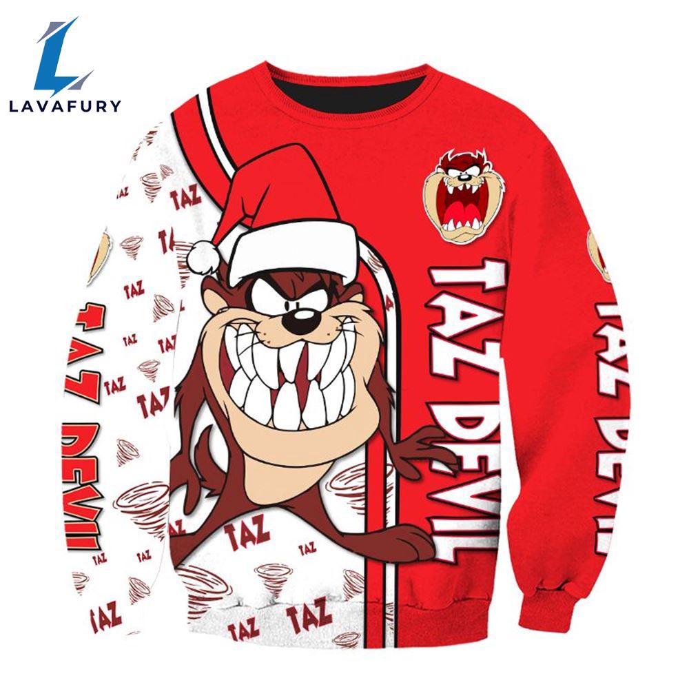 Cartoon Character Christmas Taz Devil Hoodie All Over Printed 3D Unisex Men