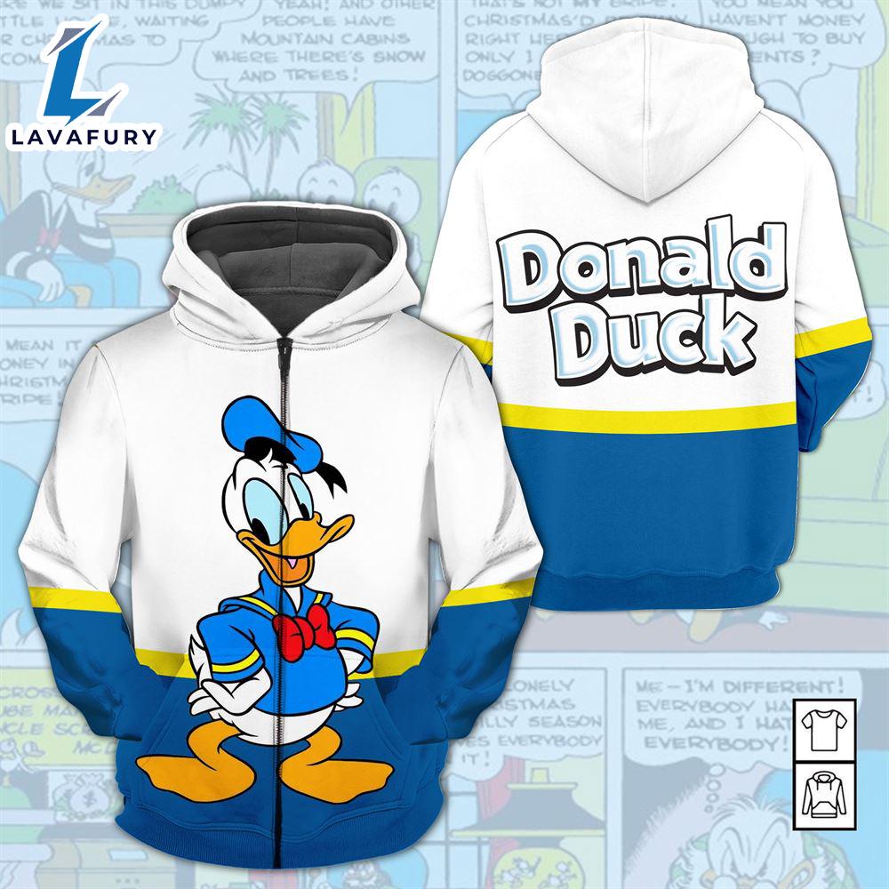 Cartoon Character Donald Duck All Over Printed Hoodie 3D Unisex Men