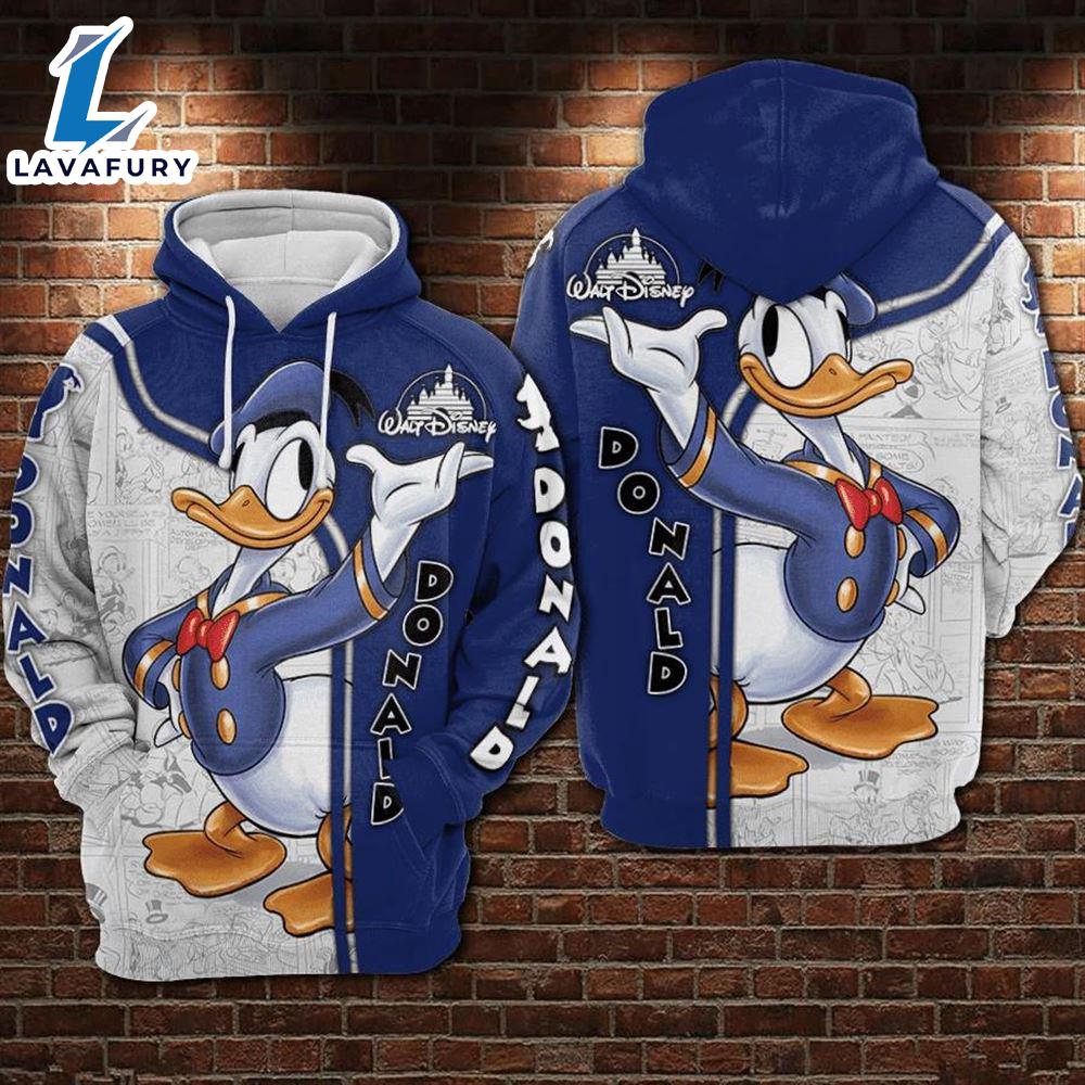 Cartoon Character Donald Duck No Stripe Hoodie All Over Printed 3D Unisex Men