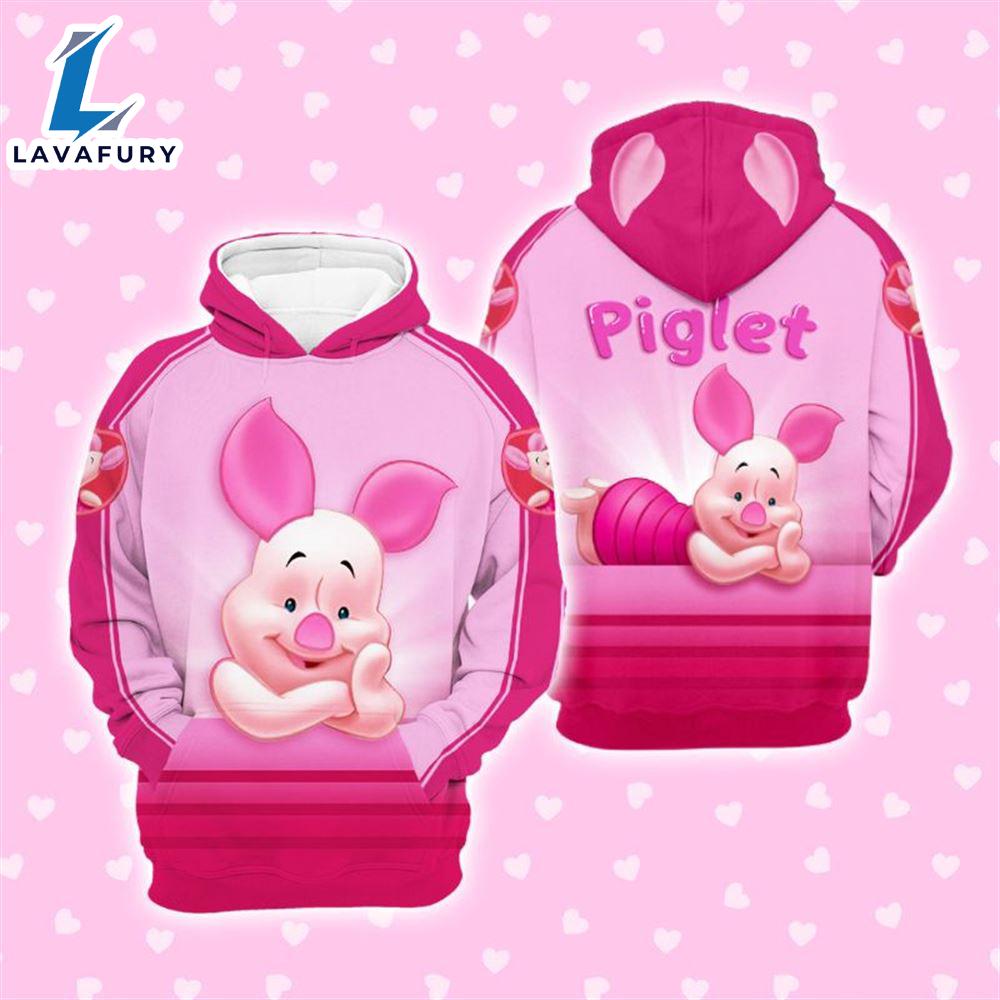 Cartoon Character Ears Piglet Hoodie All Over Printed 3D Unisex Men