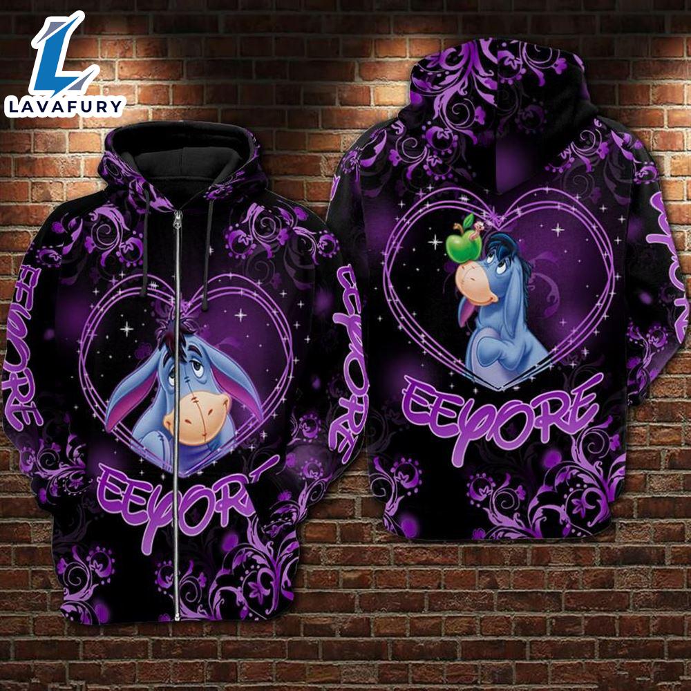 Cartoon Character Eeyore Decor Hoodie All Over Printed 3D Unisex Men