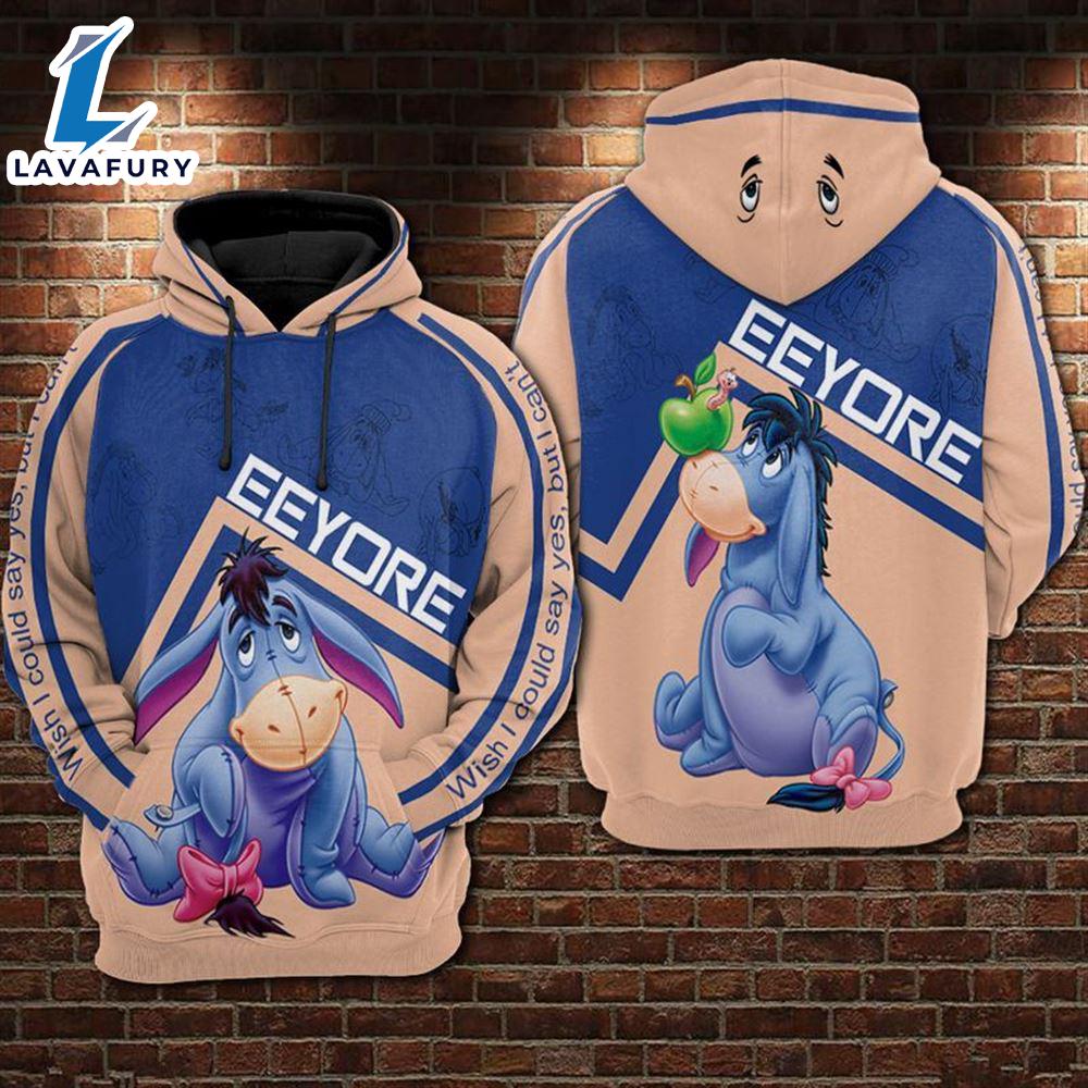Cartoon Character Eeyore Ziczac Hoodie All Over Printed 3D Unisex Men