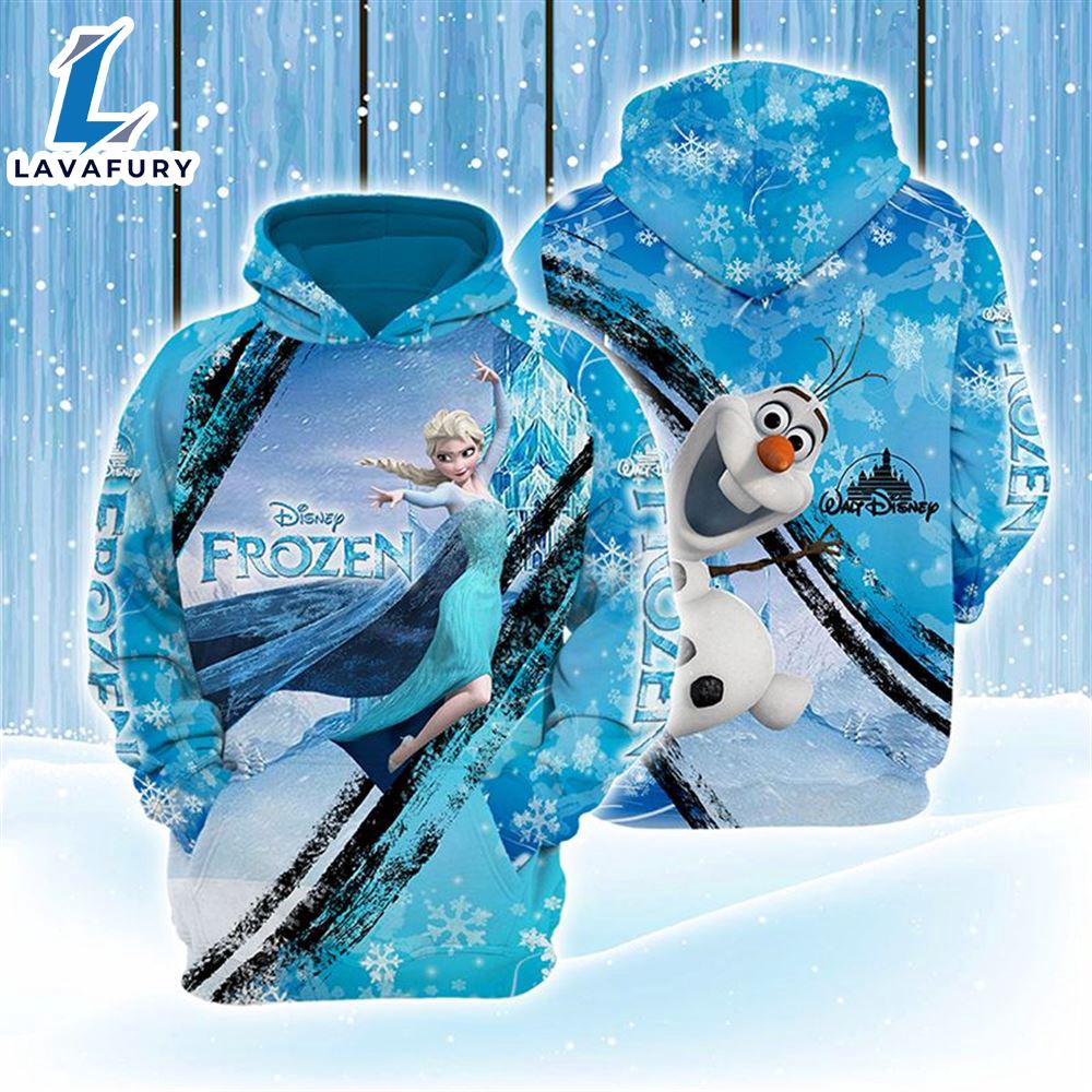 Cartoon Character Line Froxen Olaf Elsa Hoodie All Over Printed 3D Unisex Men