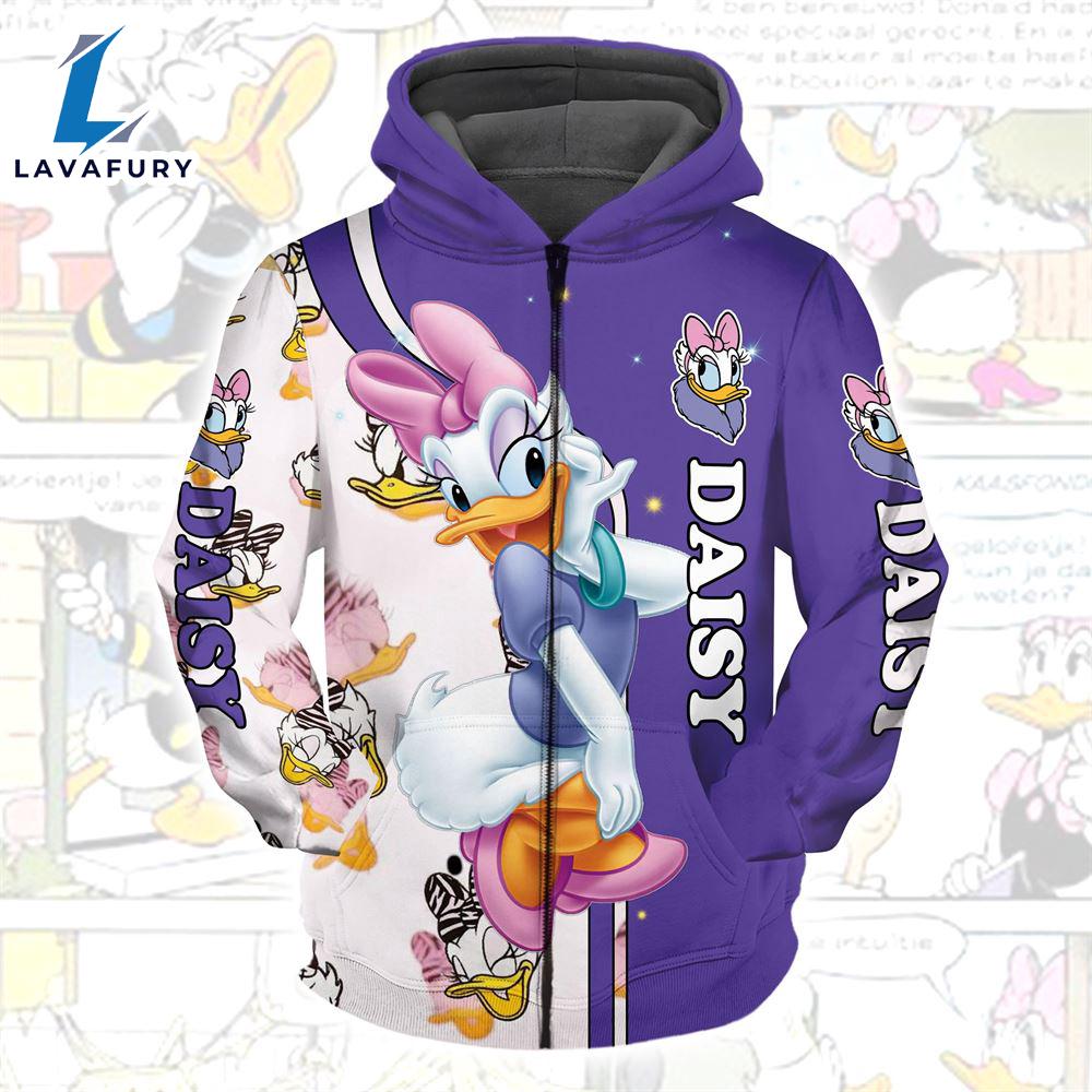 Cartoon Character Love Daisy Duck Pattern Hoodie All Over Printed 3D Unisex Men