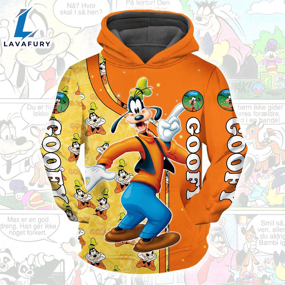 Cartoon Character Love Goofy Pattern Hoodie All Over Printed 3D Unisex Men
