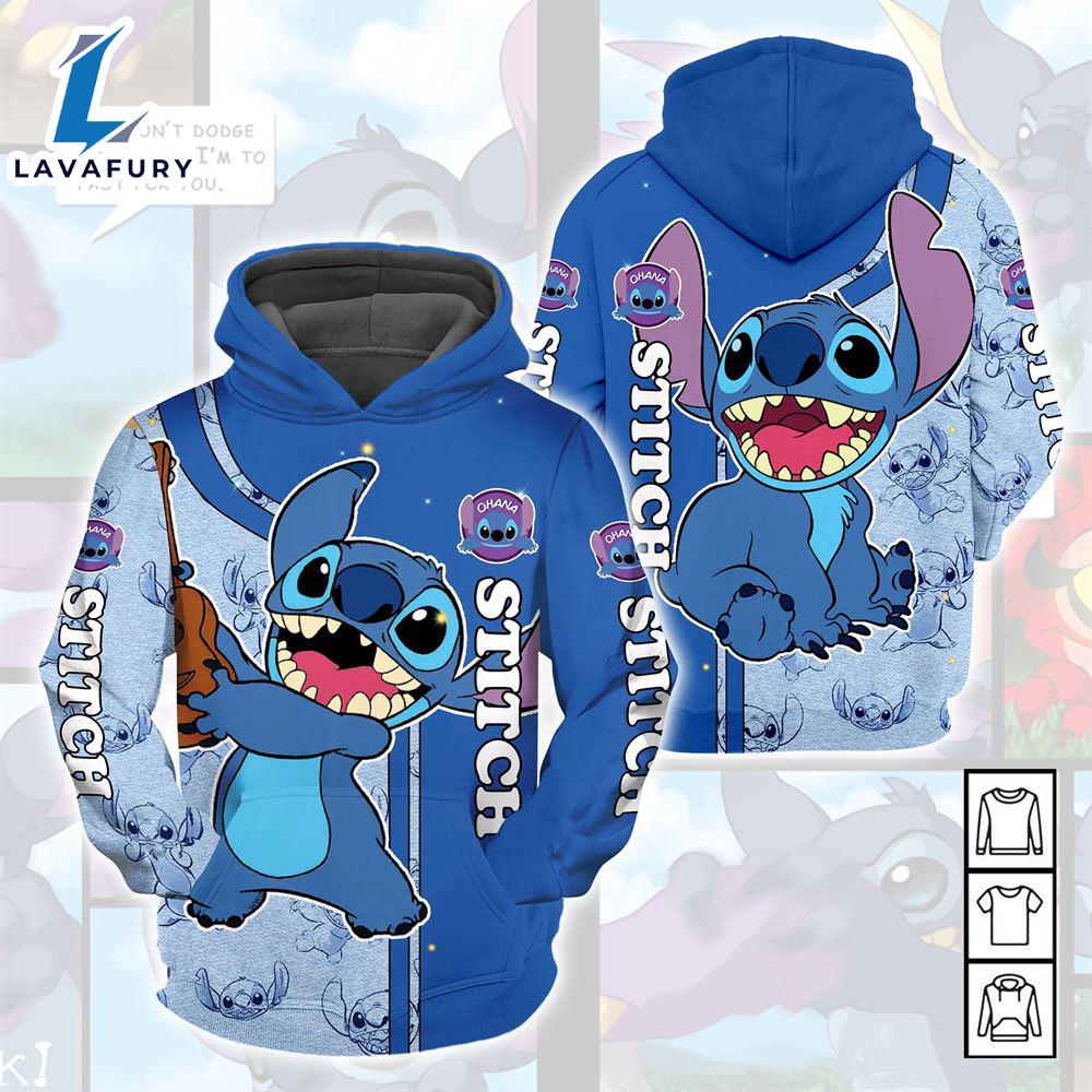 Cartoon Character Love Stitch Pattern Hoodie All Over Printed 3D Unisex Men