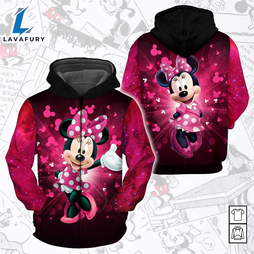 Cartoon Character Minnie Love All Over Printed Hoodie 3D Unisex Men