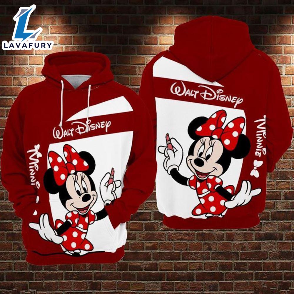 Cartoon Character Minnie Mouse Red Hoodie All Over Printed 3D Unisex Men
