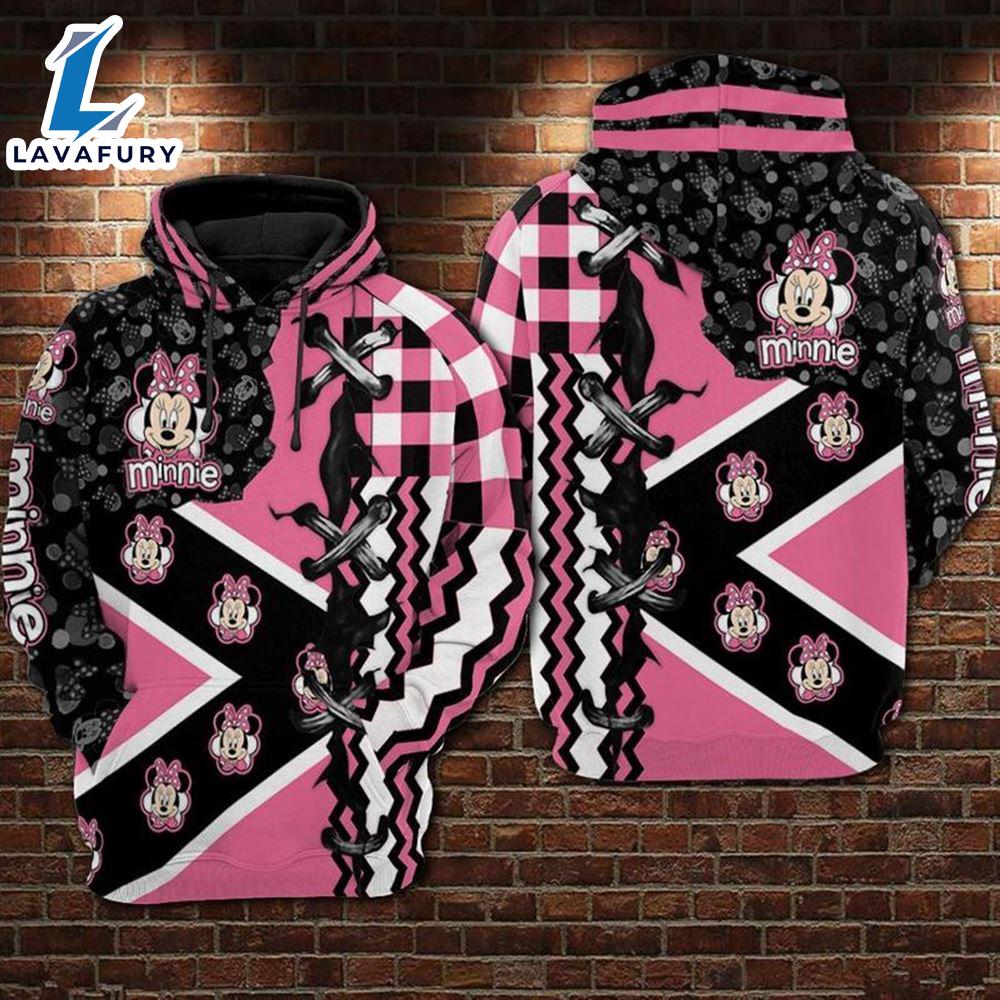 Cartoon Character Minnie Pattern Caro Hoodie All Over Printed 3D Unisex Men
