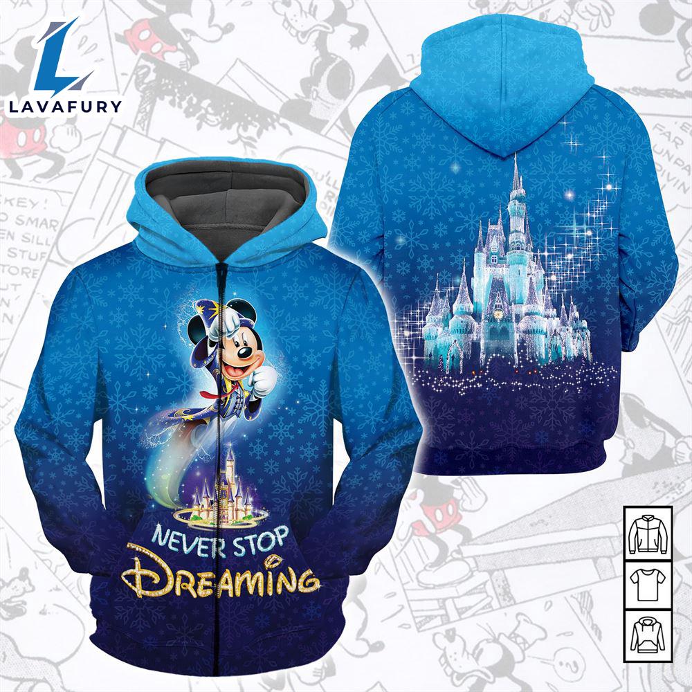 Cartoon Character Never Stop Dreaming All Over Printed Hoodie 3D Unisex Men
