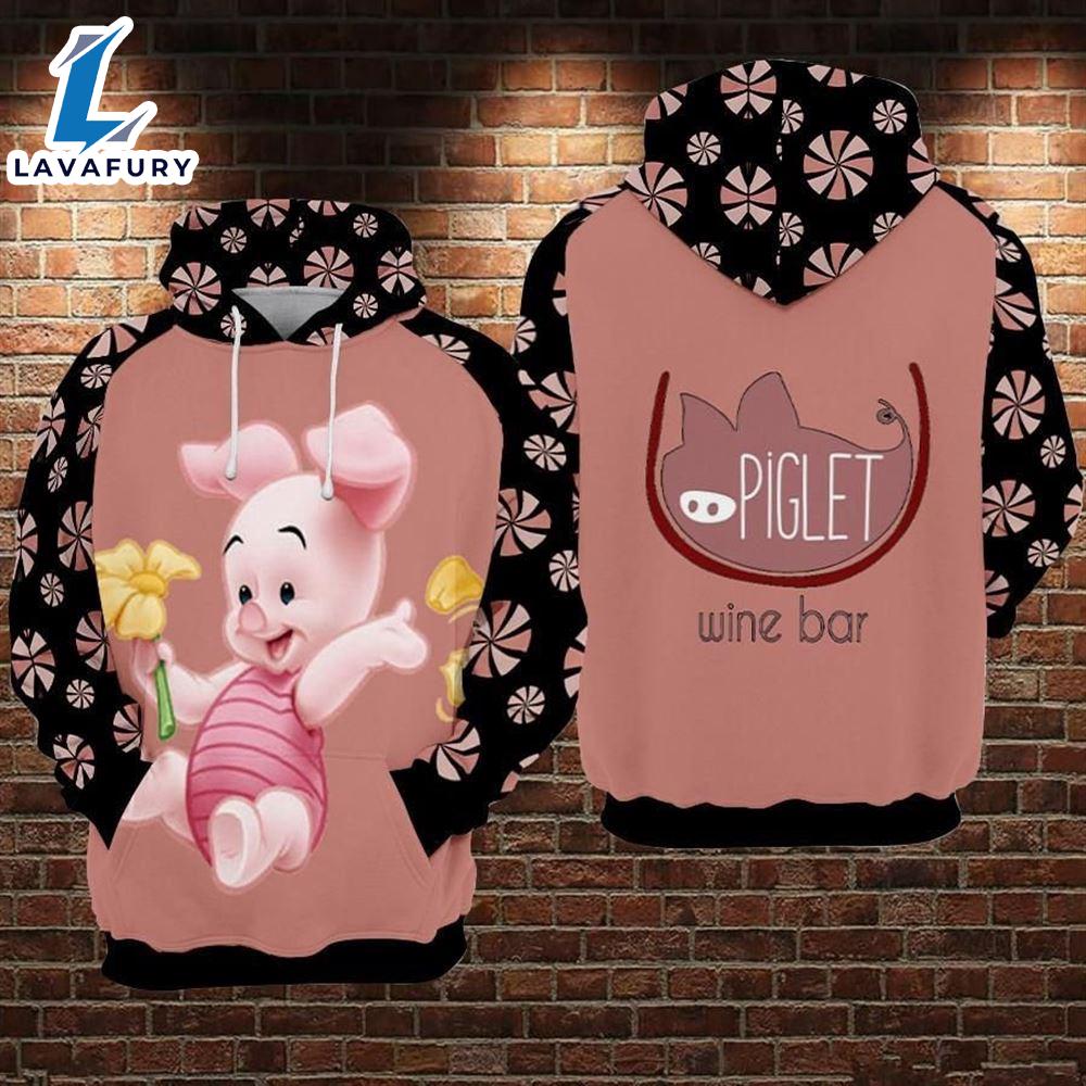 Cartoon Character Piglet Wine Bar Hoodie All Over Printed 3D Unisex Men
