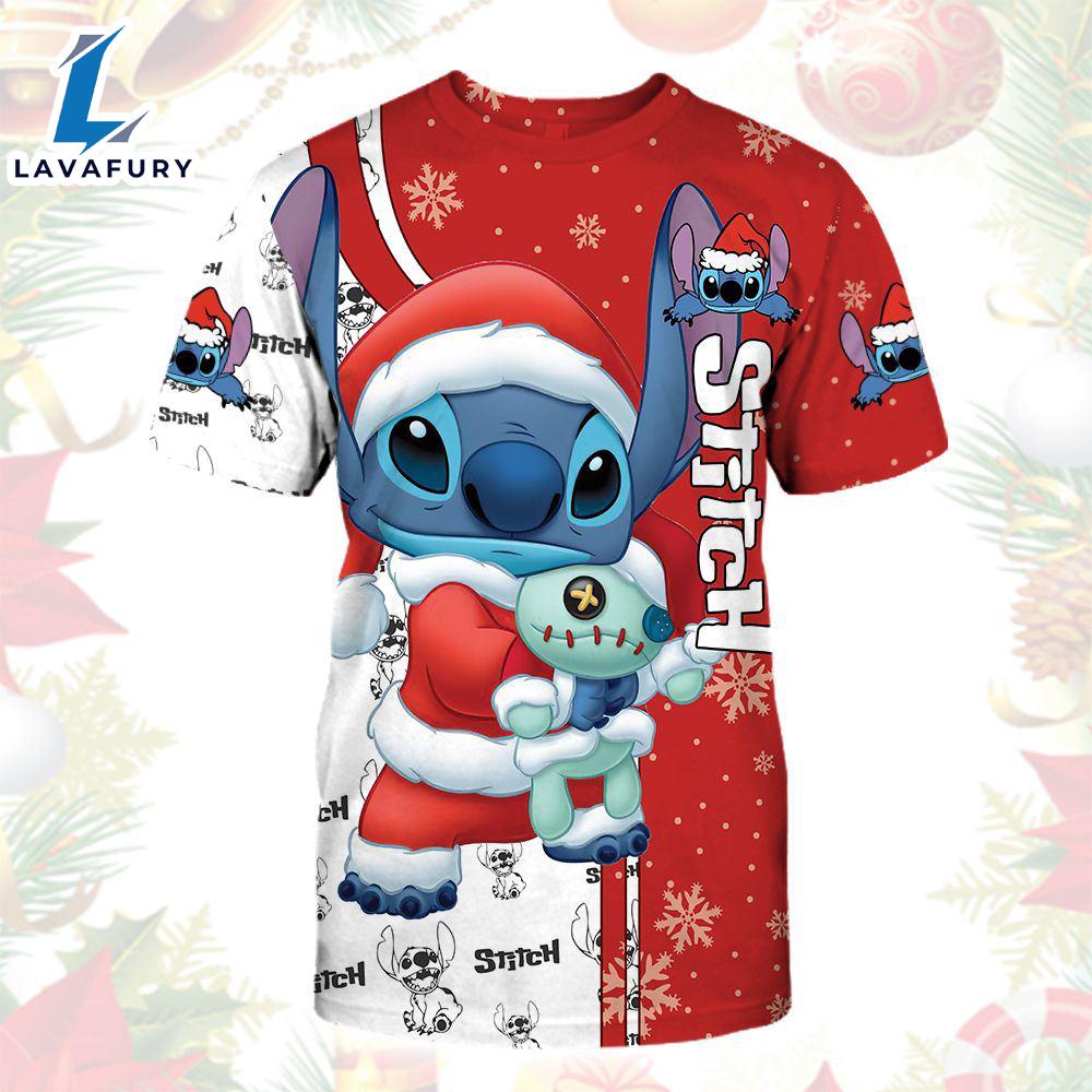 Cartoon Character Stitch Christmas Pattern Hoodie All Over Printed 3D Unisex Men