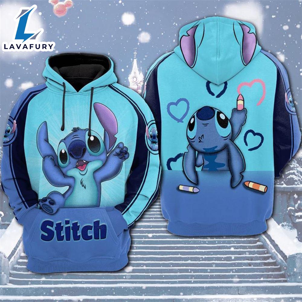 Cartoon Character Stitch Ears Hoodie All Over Printed 3D Unisex Men