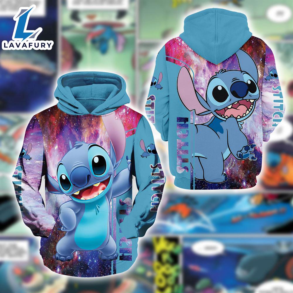 Cartoon Character Stitch Galaxy Hoodie All Over Printed 3D Unisex Men