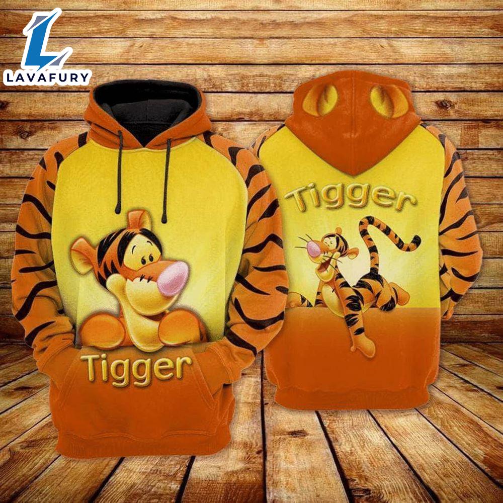 Cartoon Character Tigger Ears Hoodie All Over Printed 3D Unisex Men