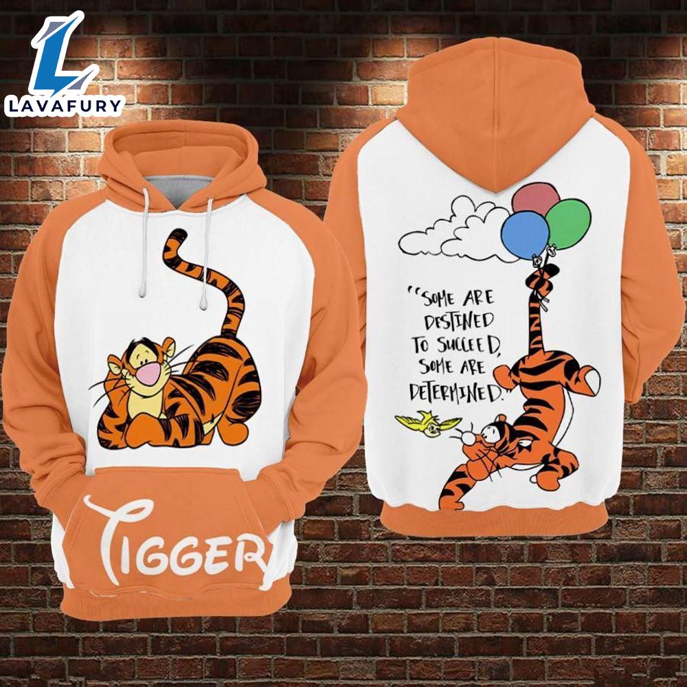 Cartoon Character Tigger Succeed Hoodie All Over Printed 3D Unisex Men