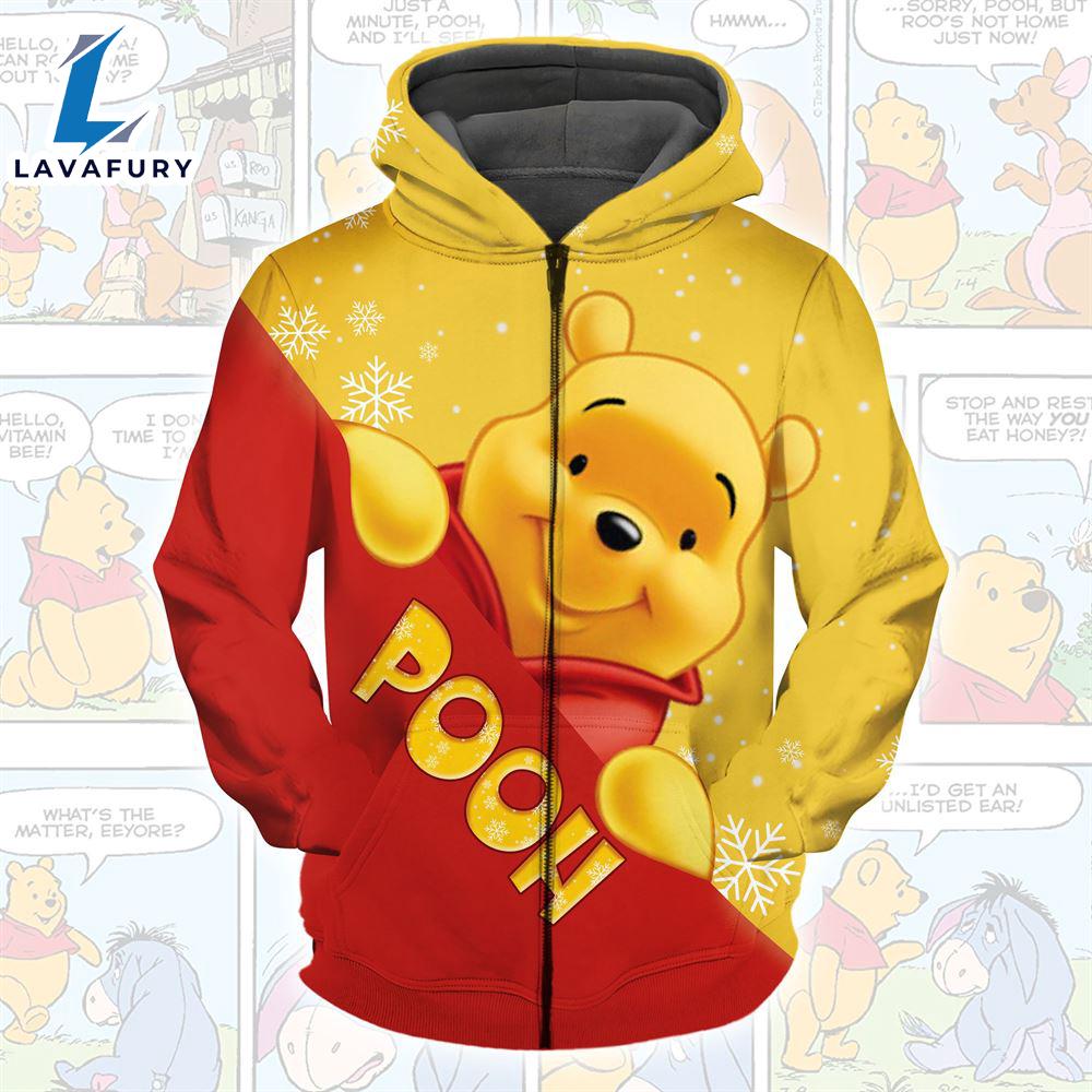 Cartoon Character Winnie The Pooh Snow Hoodie All Over Printed 3D Unisex Men