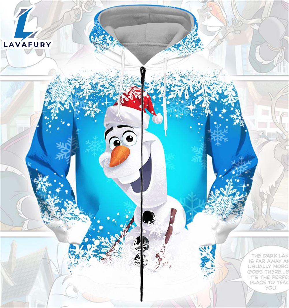 Cartoon Frozen Olaf White Snow Hoodie All Over Printed 3D Unisex Men
