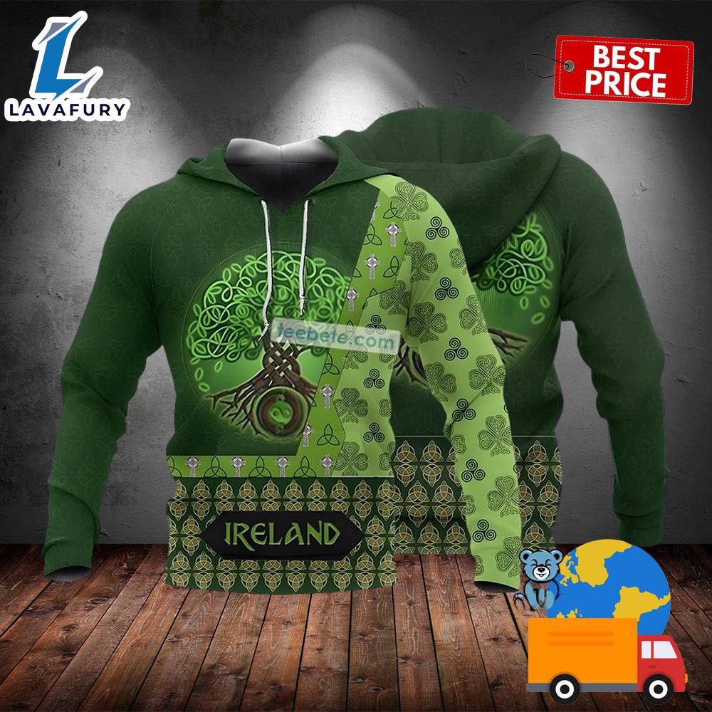 Celtic Tree Of Life St Patrick Day Green 3D Hoodie For Men 2025