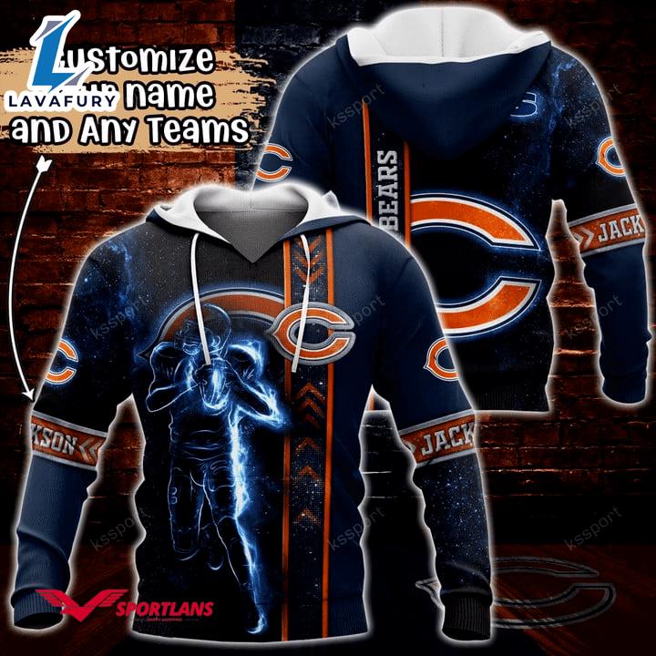 Chicago Bears NFL Custom Name 3D Hoodie Teams Shirt For Fans Gift Sport
