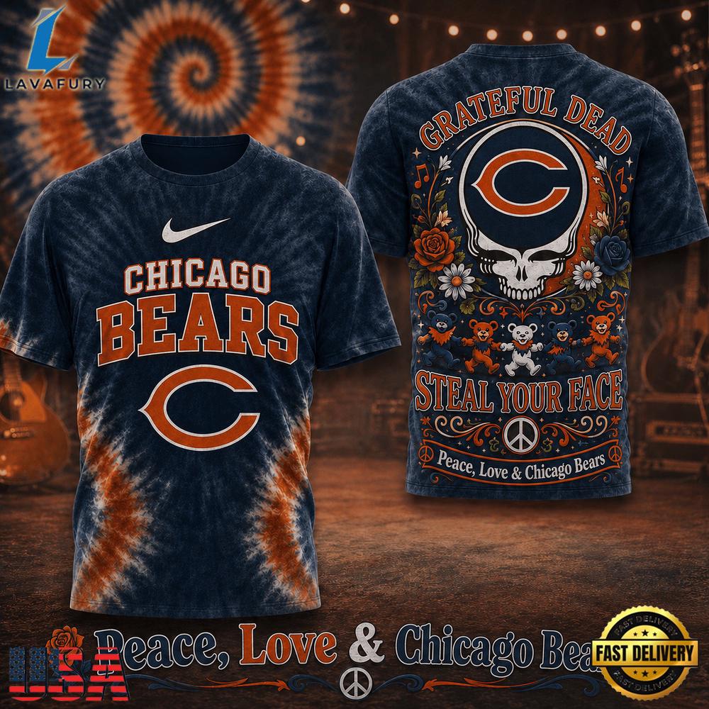 Chicago Bears NFL x Greateful Dead Steal Your Face New 2026 T Shirt