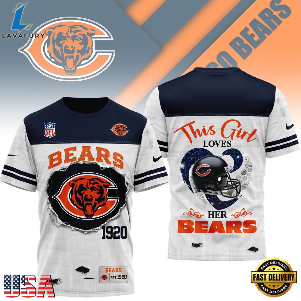Chicago Bears NHL This Girl Love All Over Print T Shirt