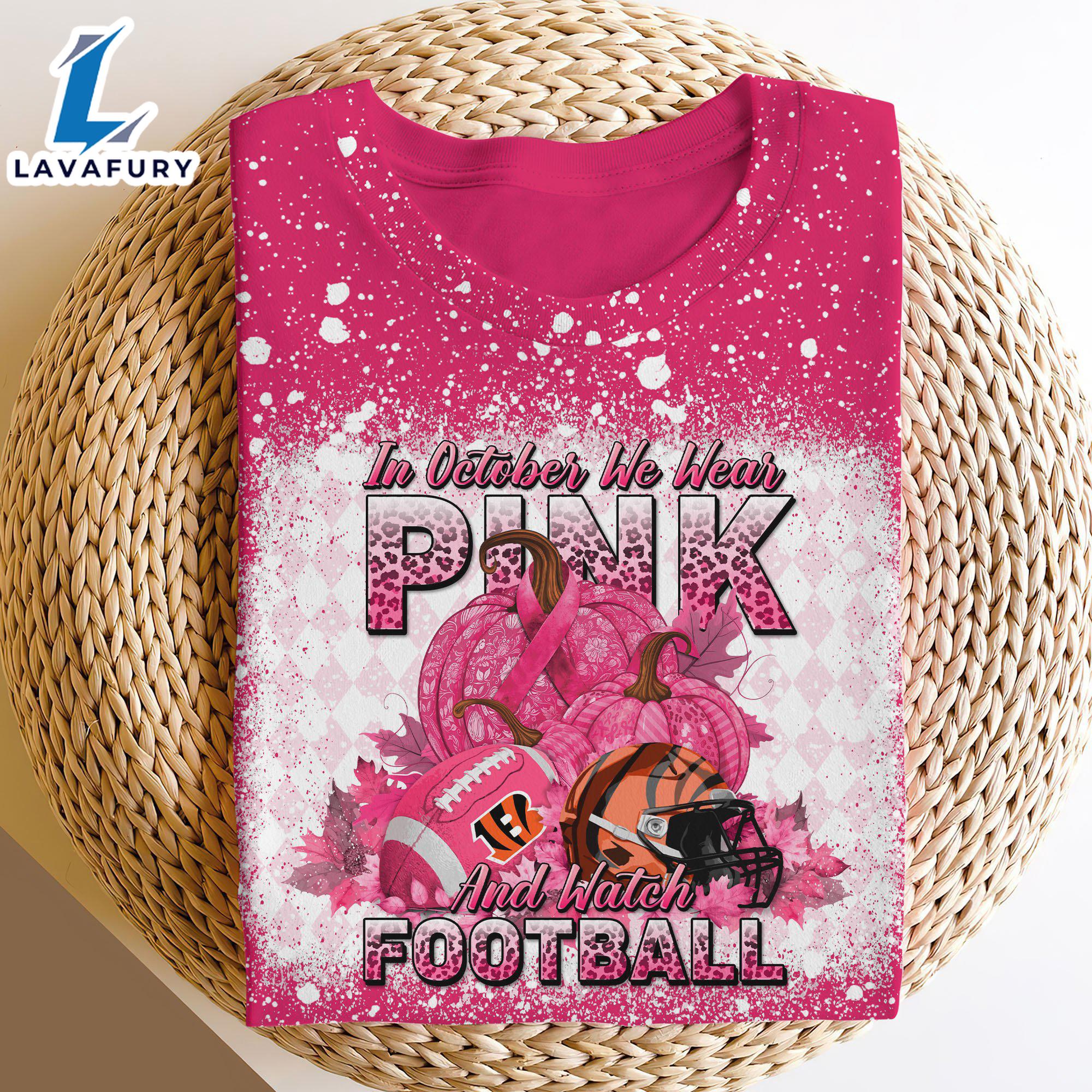 Cincinnati Bengals Bleached Cancer Awareness, Sport Shirts For Fan Gift Summer