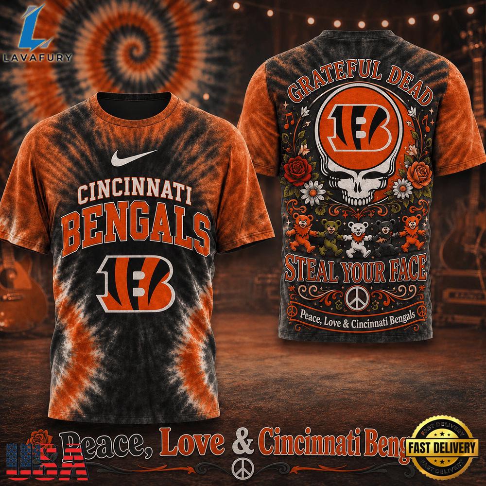 Cincinnati Bengals NFL x Greateful Dead Steal Your Face New 2026 T Shirt