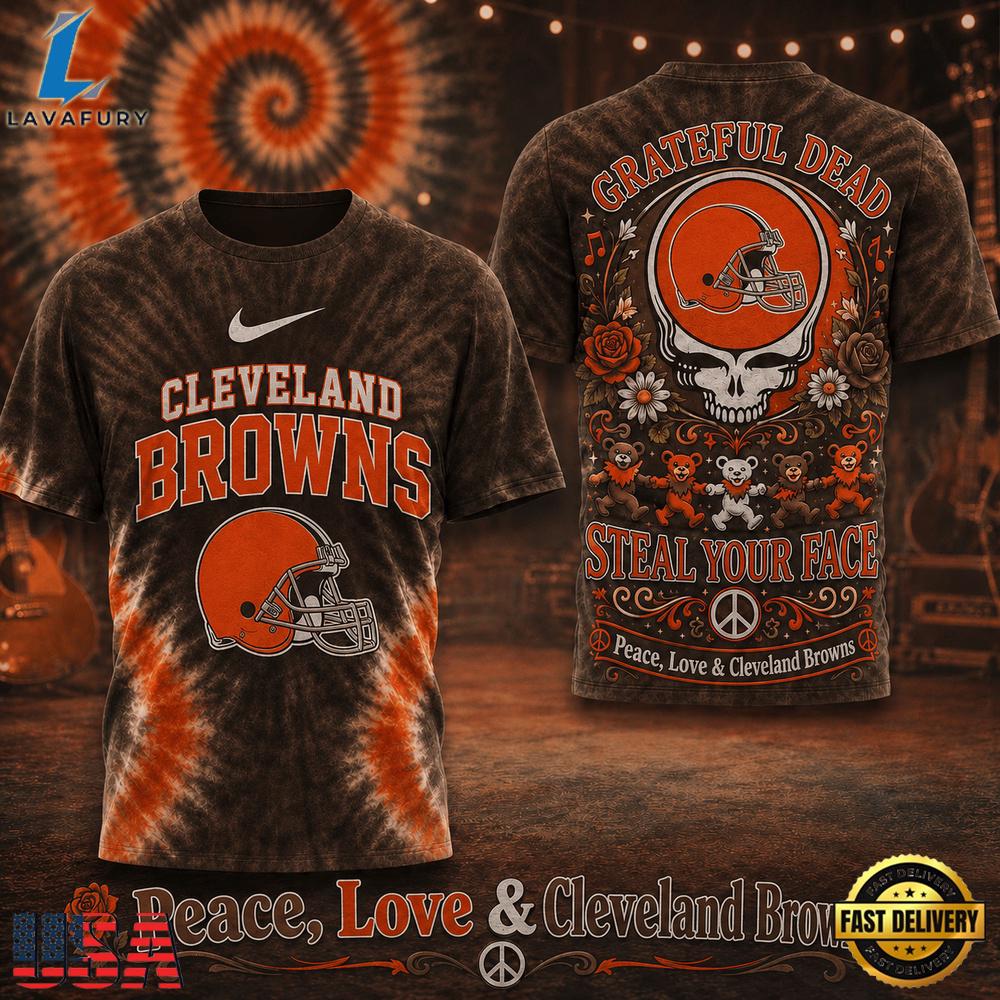Cleveland Browns NFL x Greateful Dead Steal Your Face New 2026 T Shirt