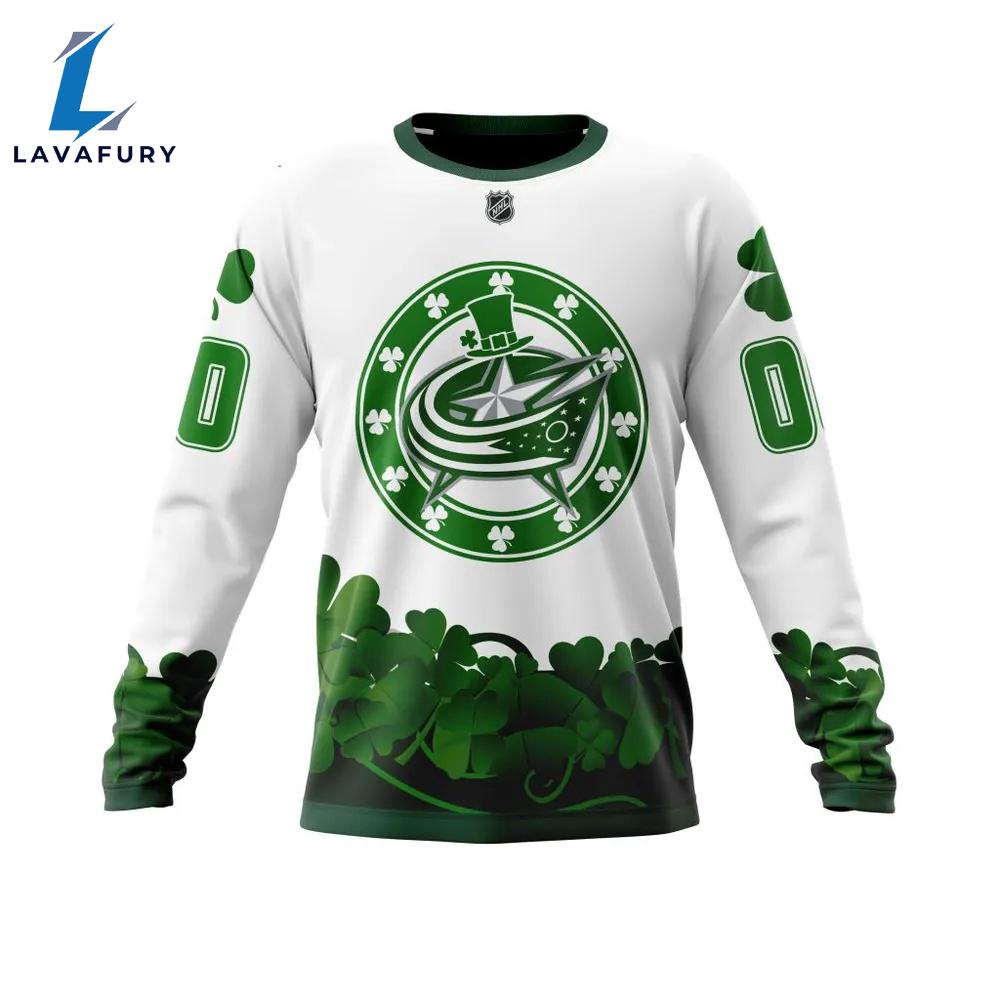 Columbus Blue Jackets Happy St.Patrick Days Jersey Long Sleeved Sweatshirt