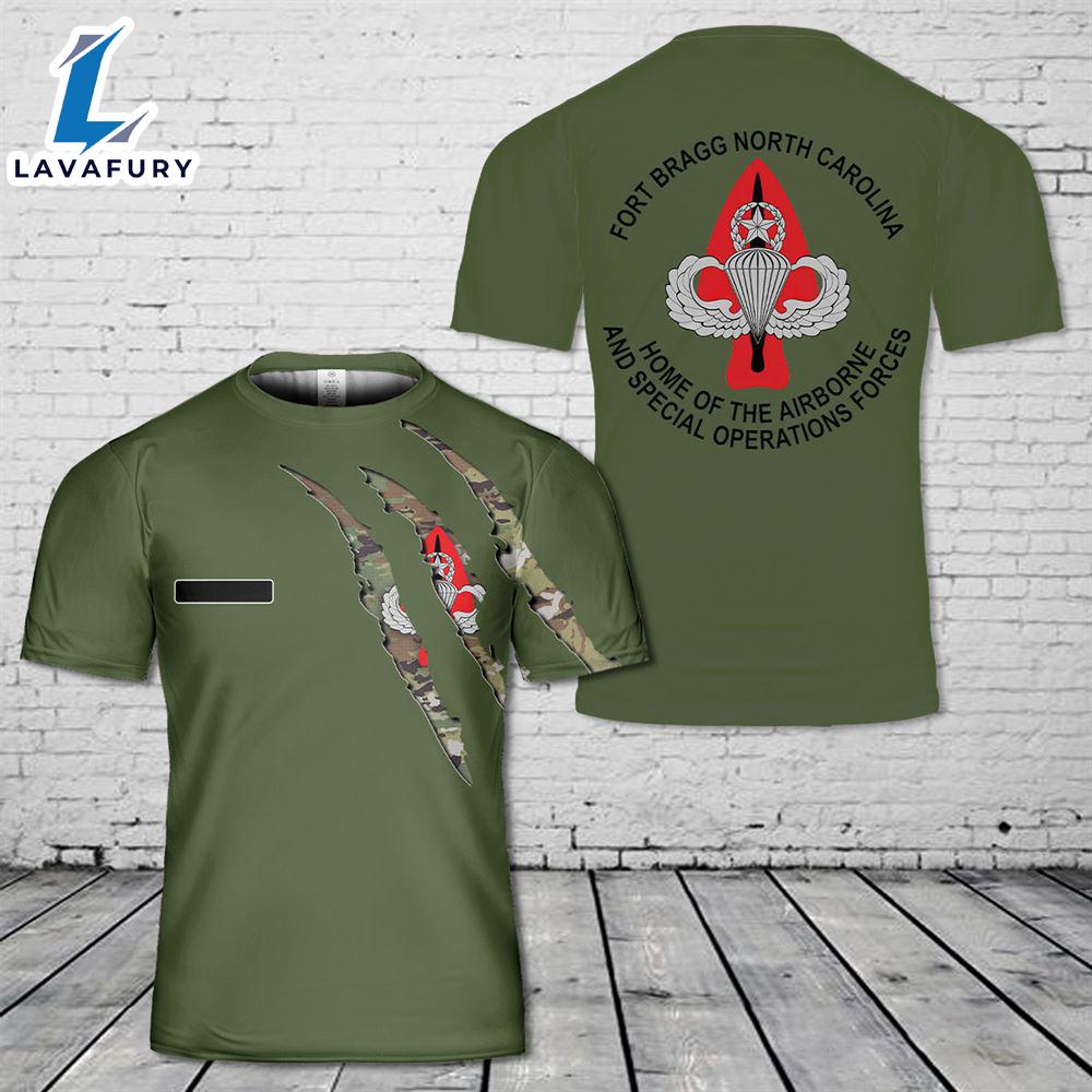 Custom Name Fort Bragg Home Of The Airborne And Special Operations Forces T-Shirt 3D 4th Of July