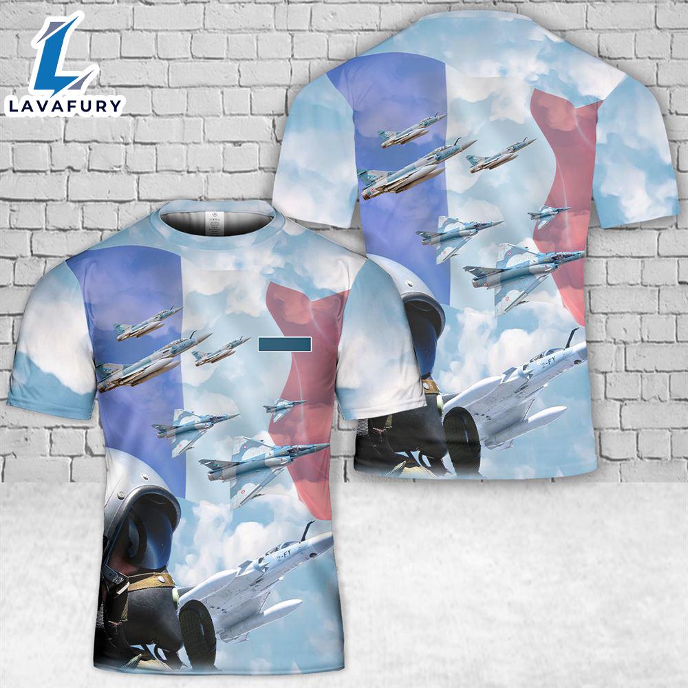 Custom Name French Air and Space Force Dassault Mirage 2000-5F Pilot T-Shirt 3D 4th Of July
