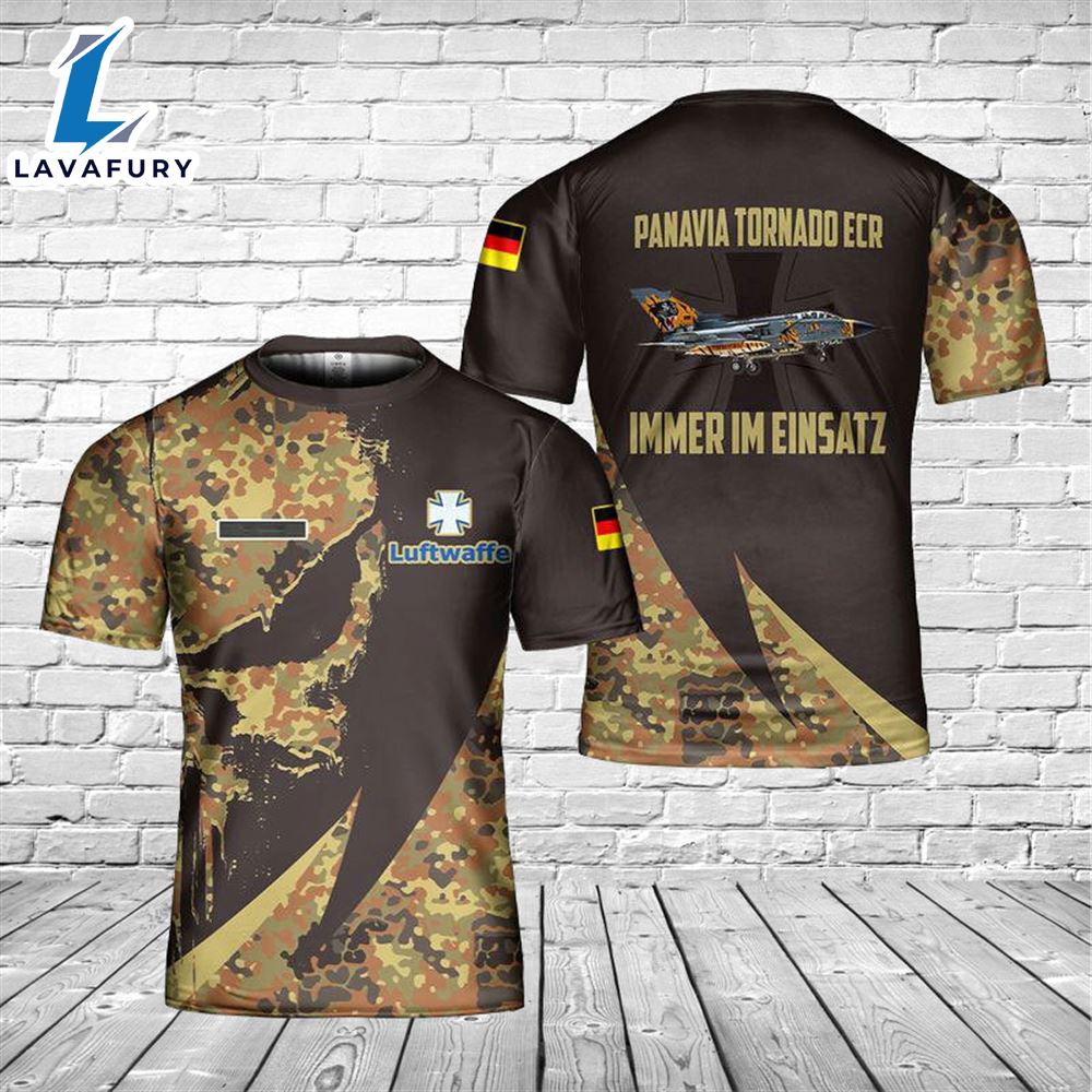 Custom Name German Air Force Luftwaffe Panavia Tornado ECR Tiger Scheme 3D T-shirt 4th Of July