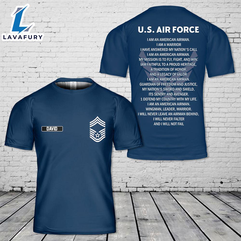 Custom Name & Insignia US Air Force 3D T-Shirt 4th Of July