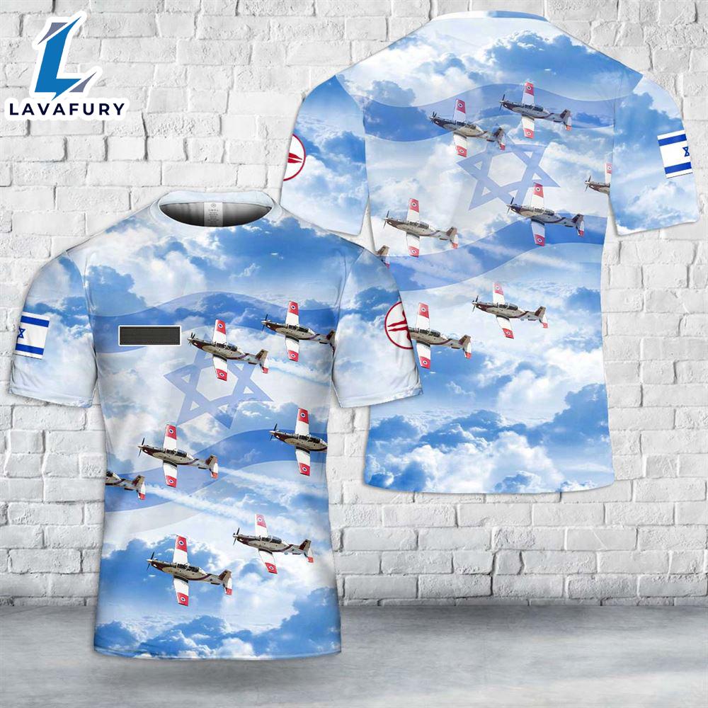 Custom Name Israel Air Force IAF Aerobatic Team Aerobatic Display T-Shirt 3D 4th Of July