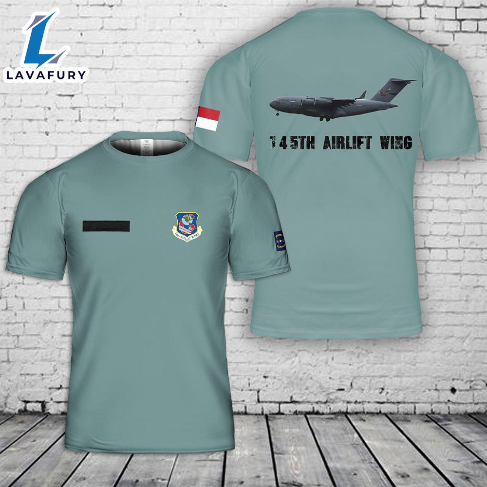 Custom Name North Carolina Air National Guard 145th Airlift Wing 3D T-shirt 4th Of July Shirt