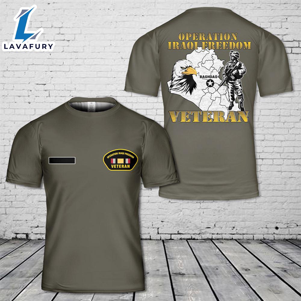 Custom Name Operation Iraqi Freedom T-Shirt 3D 4th Of July Shirt