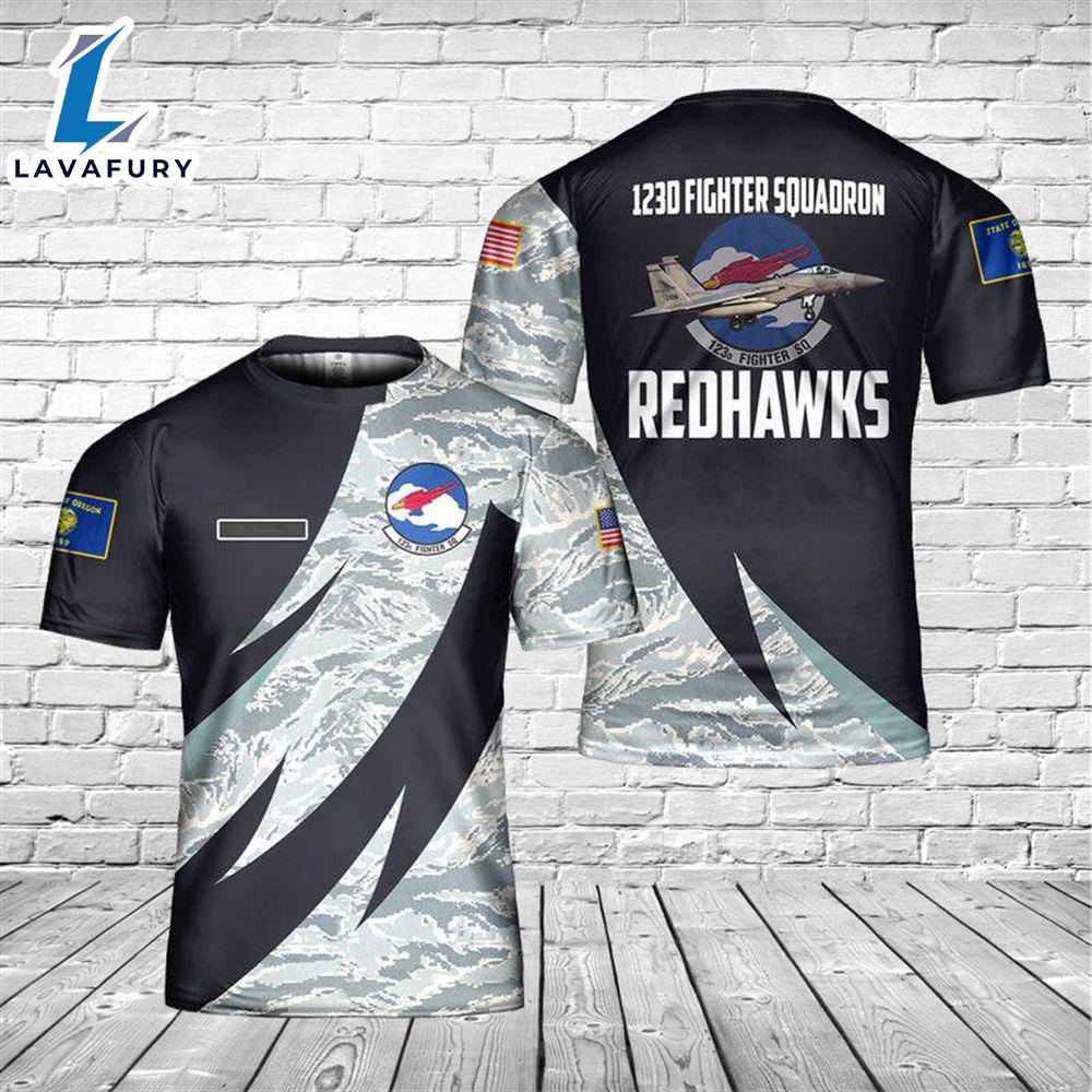 Custom Name Oregon Air National Guard 123d Fighter Squadron McDonnell Douglas F-15C Eagle 3D T-shirt 4th Of July Shirt