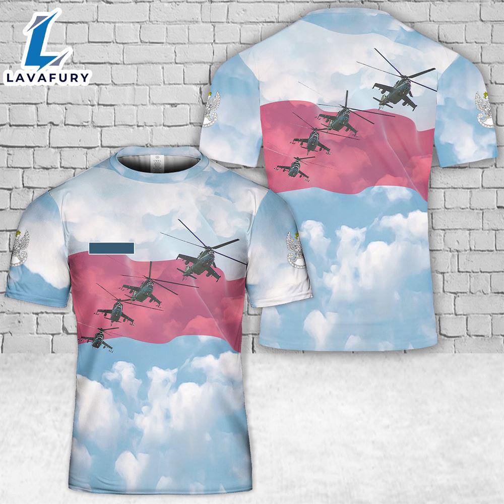 Custom Name Polish Land Forces Grupa Akrobacyjna Skorpion (Scorpion Aerobatic team) aerobatic demonstration team T-Shirt 3D 4th Of July Shirt