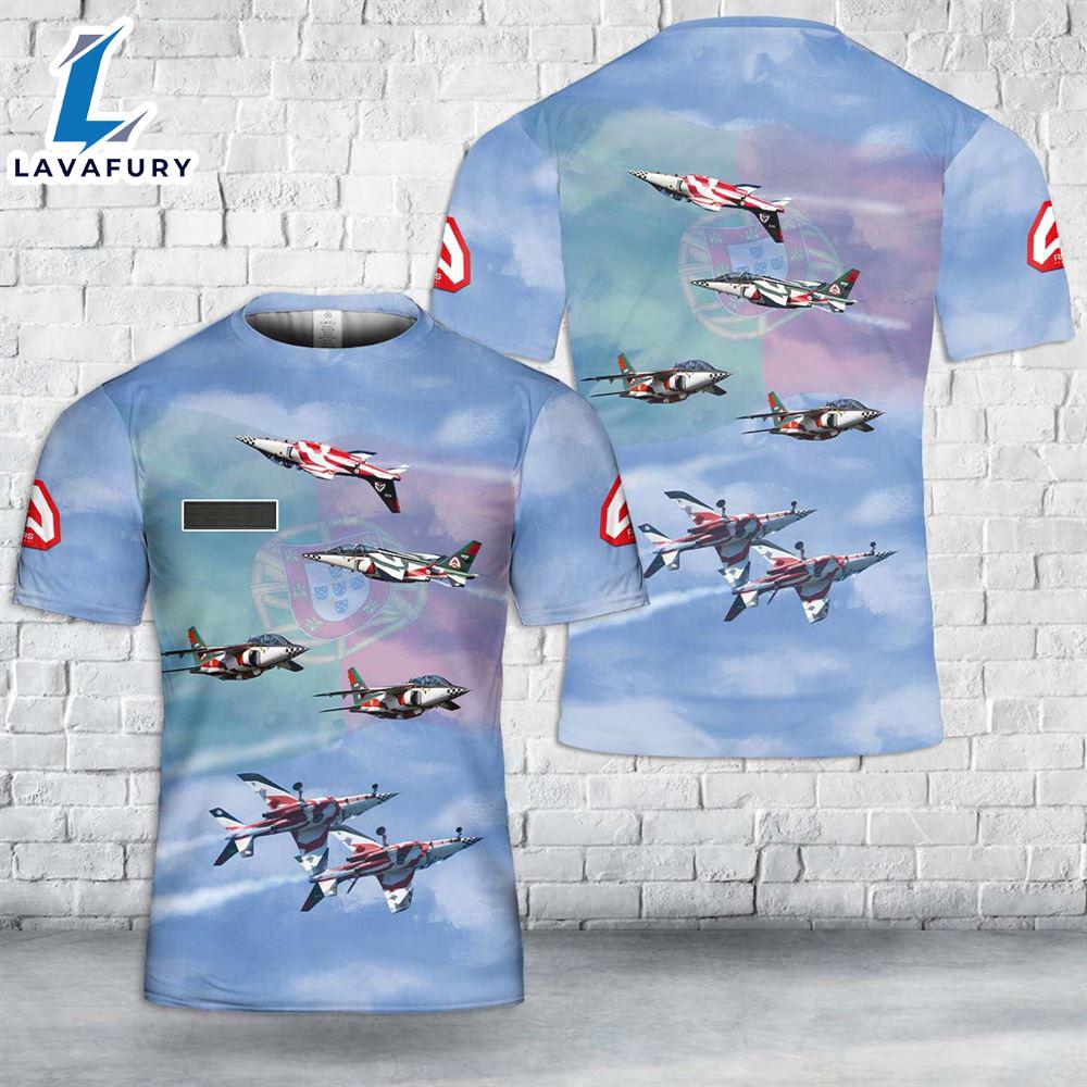 Custom Name Portuguese Air Force Asas de Portugal (Wings of Portugal) Aerobatic display team T-Shirt 3D 4th Of July