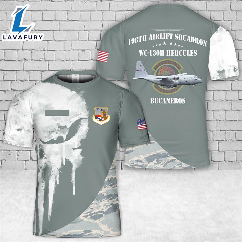 Custom Name Puerto Rico Air National Guard 198th Airlift Squadron WC-130H Hercules T-Shirt 3D 1 4th Of July Shirt