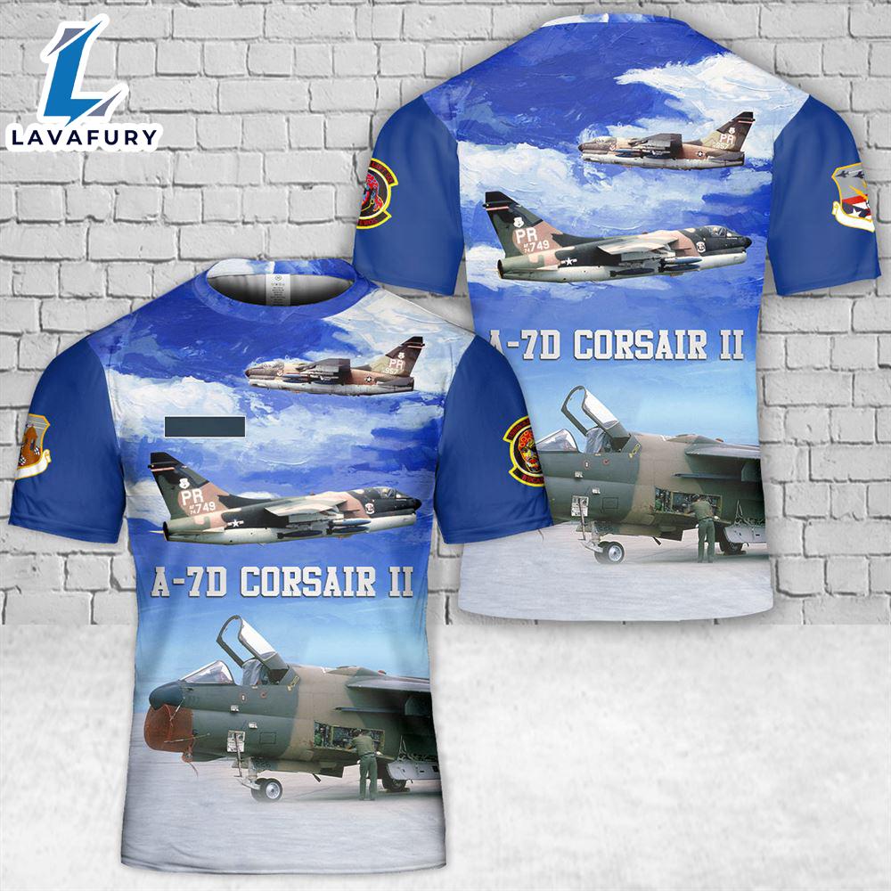 Custom Name Puerto Rico Air National Guard A-7D Corsair II 198th Airlift Squadron T-Shirt 3D 2 4th Of July Shirt