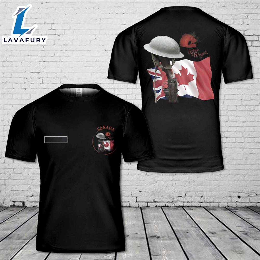 Custom Name Remembrance Day Canada T-Shirt 3D 4th Of July Shirt